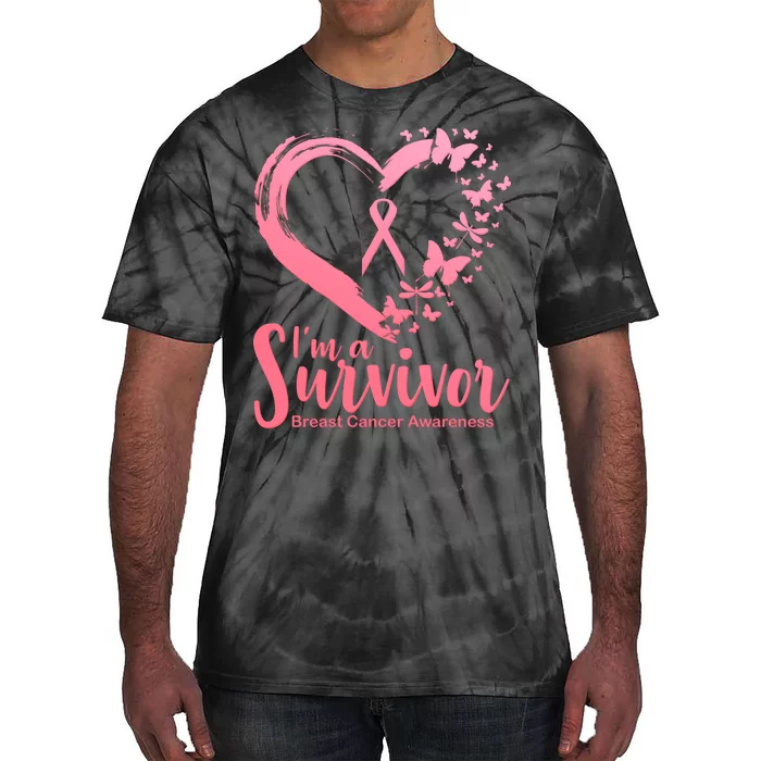 I'm a Survivor Breast Cancer Awareness Butterfly Tie-Dye T-Shirt