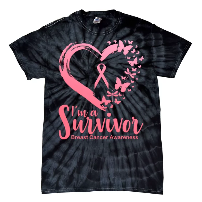 I'm a Survivor Breast Cancer Awareness Butterfly Tie-Dye T-Shirt