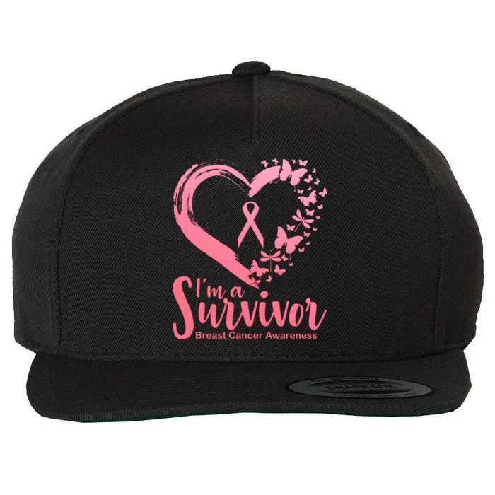 I'm a Survivor Breast Cancer Awareness Butterfly Wool Snapback Cap