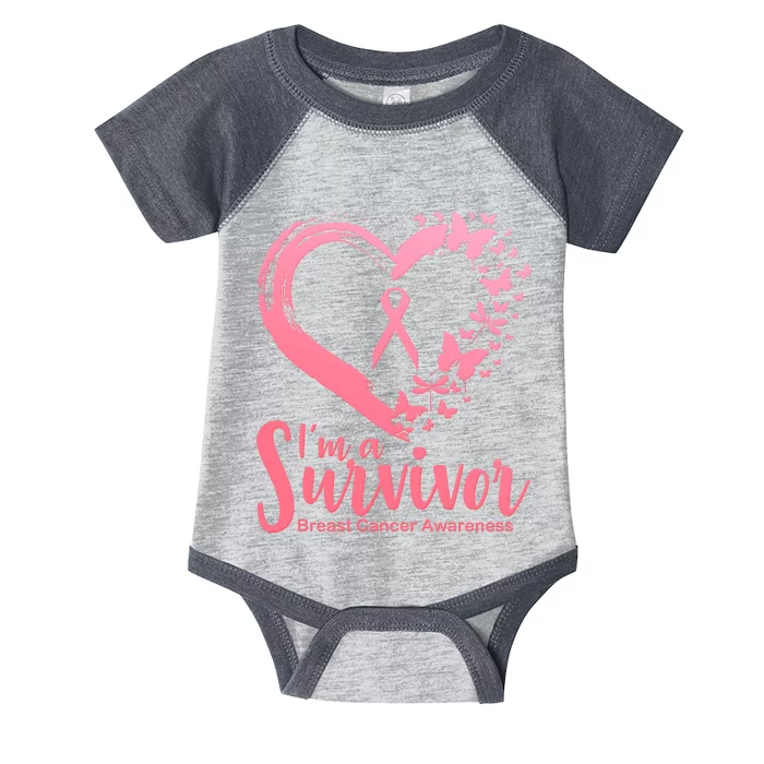 I'm a Survivor Breast Cancer Awareness Butterfly Infant Baby Jersey Bodysuit