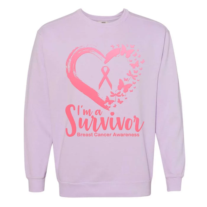 I'm a Survivor Breast Cancer Awareness Butterfly Garment-Dyed Sweatshirt