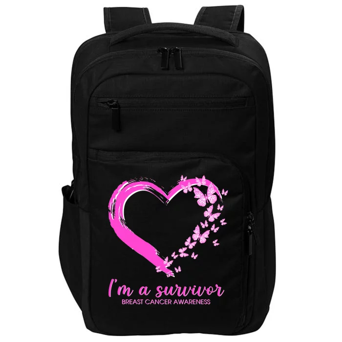 I'm a Survivor Breast Cancer Awareness Butterfly Heart Impact Tech Backpack