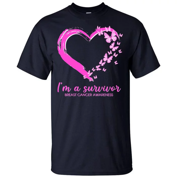 I'm a Survivor Breast Cancer Awareness Butterfly Heart Tall T-Shirt