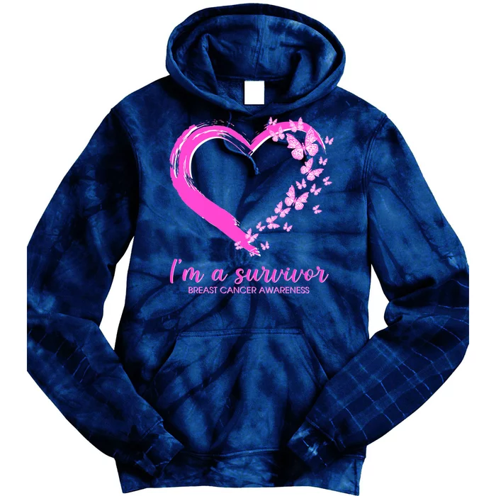 I'm a Survivor Breast Cancer Awareness Butterfly Heart Tie Dye Hoodie