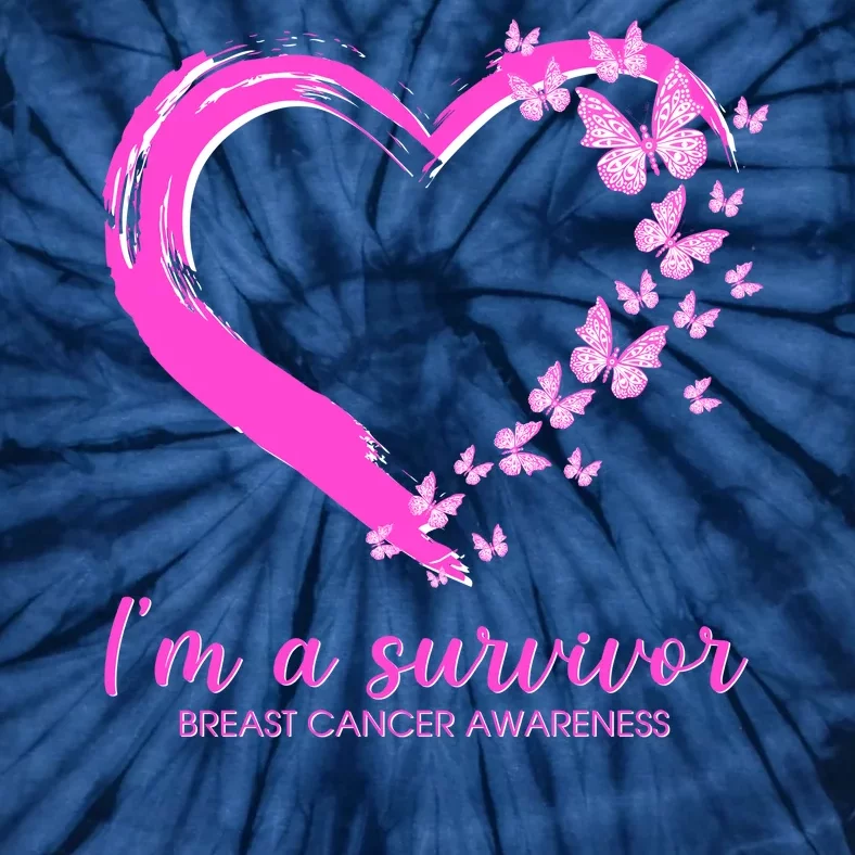 I'm a Survivor Breast Cancer Awareness Butterfly Heart Tie-Dye T-Shirt