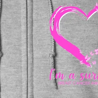 I'm a Survivor Breast Cancer Awareness Butterfly Heart Full Zip Hoodie