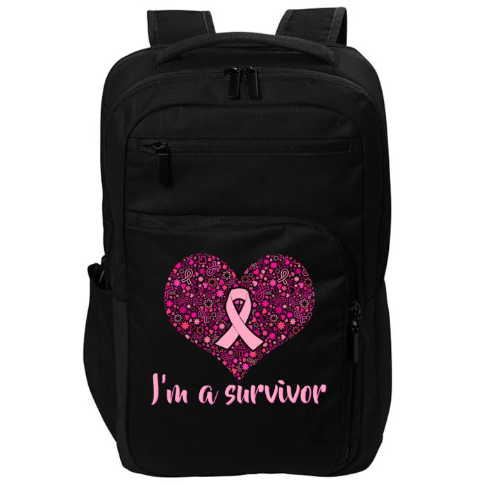 I'm A survivor Breast Cancer Awareness Heart Impact Tech Backpack