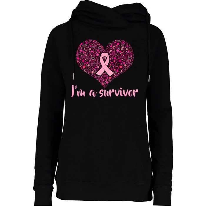 I'm A survivor Breast Cancer Awareness Heart Womens Funnel Neck Pullover Hood