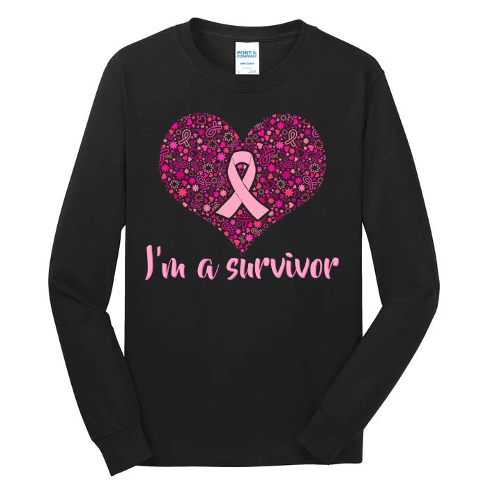 I'm A survivor Breast Cancer Awareness Heart Tall Long Sleeve T-Shirt