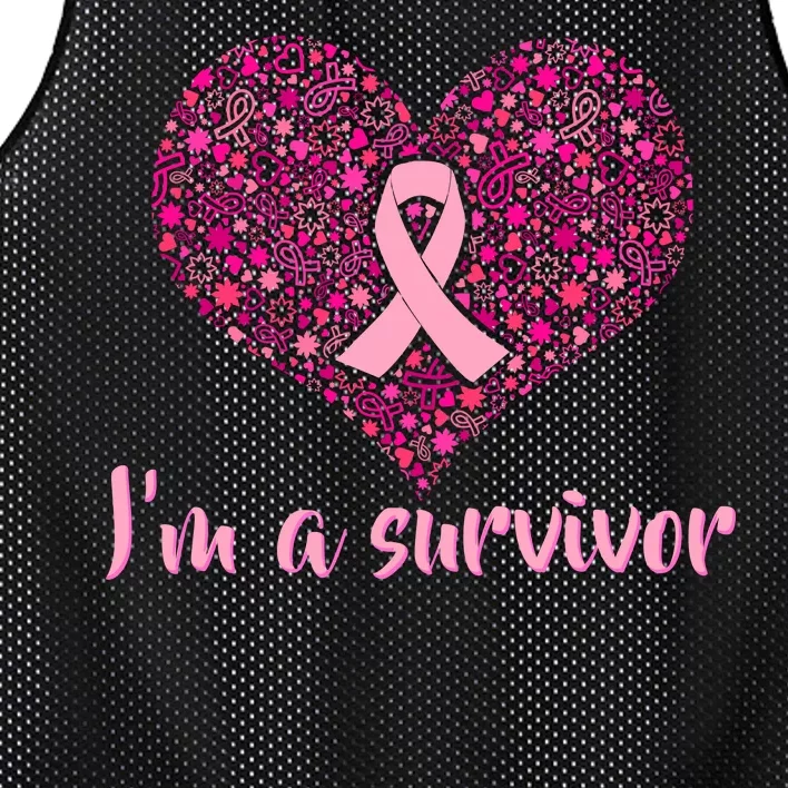 I'm A survivor Breast Cancer Awareness Heart Mesh Reversible Basketball Jersey Tank