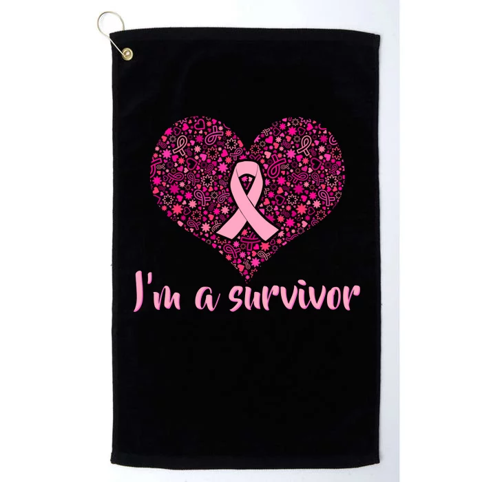 I'm A survivor Breast Cancer Awareness Heart Platinum Collection Golf Towel