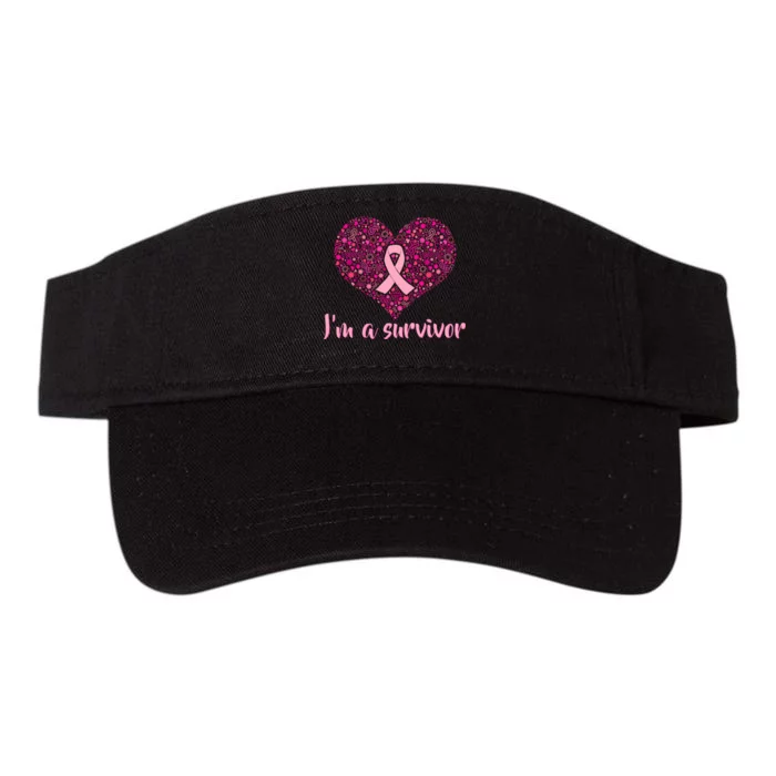 I'm A survivor Breast Cancer Awareness Heart Valucap Bio-Washed Visor