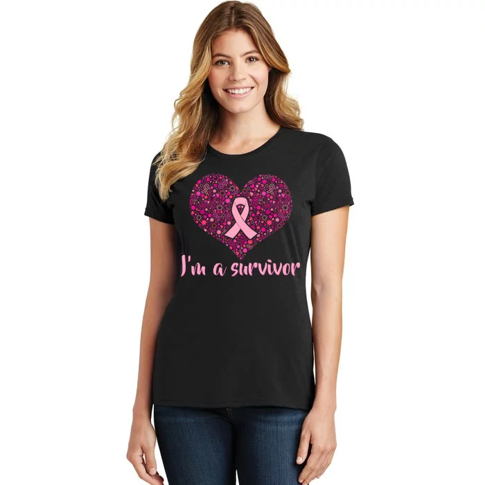 I'm A survivor Breast Cancer Awareness Heart Women's T-Shirt