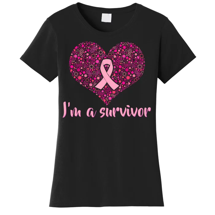 I'm A survivor Breast Cancer Awareness Heart Women's T-Shirt