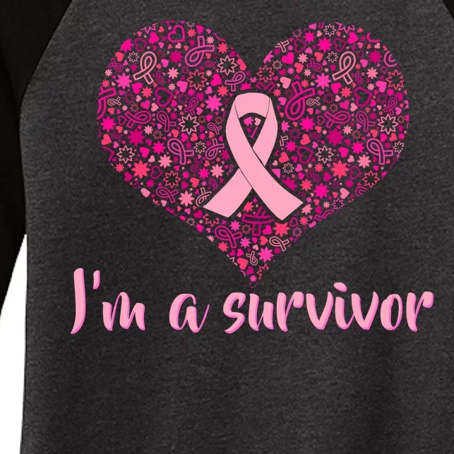 I'm A survivor Breast Cancer Awareness Heart Women's Tri-Blend 3/4-Sleeve Raglan Shirt