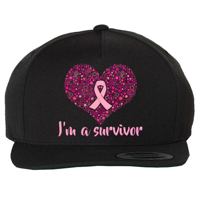 I'm A survivor Breast Cancer Awareness Heart Wool Snapback Cap