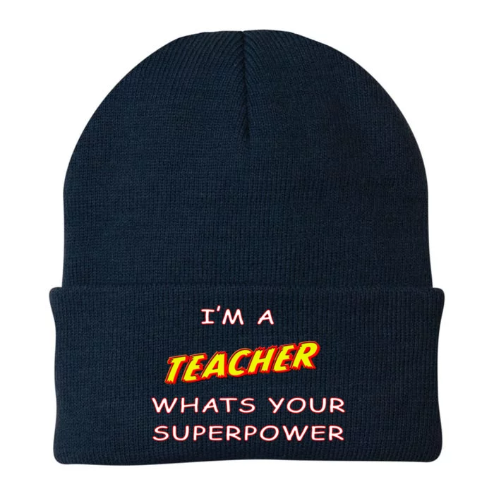 I'm A Teacher What's Your Superpower Comic Colors Knit Cap Winter Beanie