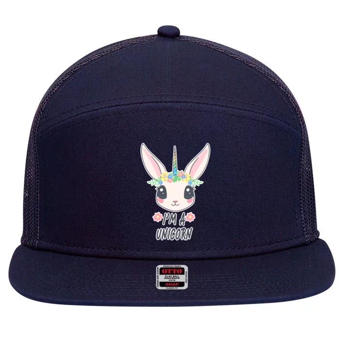 I'm A Unicorn Easter Bunny Funny Cute 7 Panel Mesh Trucker Snapback Hat