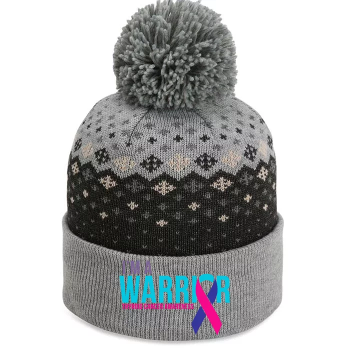 I'm a Warrior Thyroid Cancer Awareness The Baniff Cuffed Pom Beanie