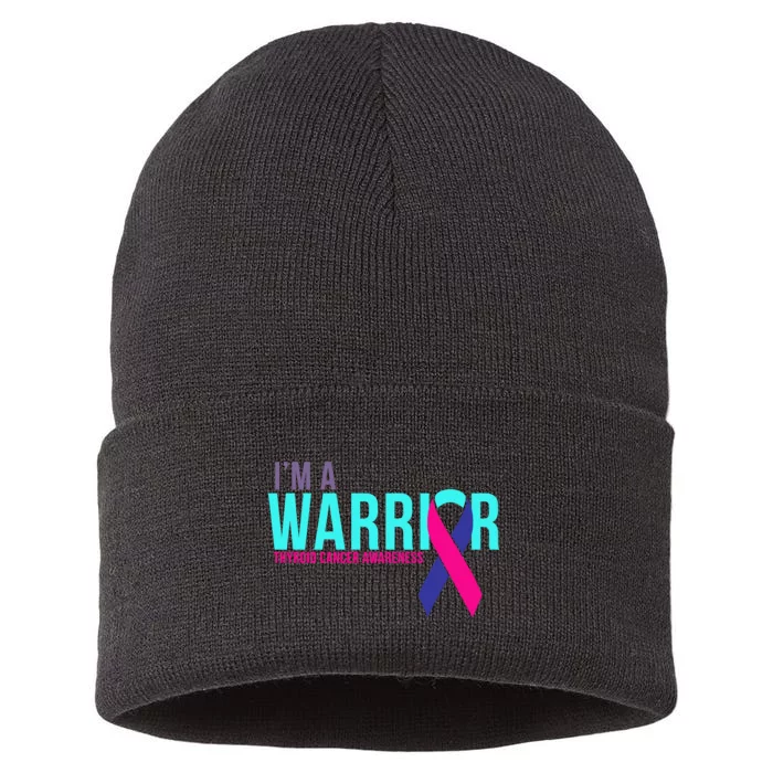 I'm a Warrior Thyroid Cancer Awareness Sustainable Knit Beanie