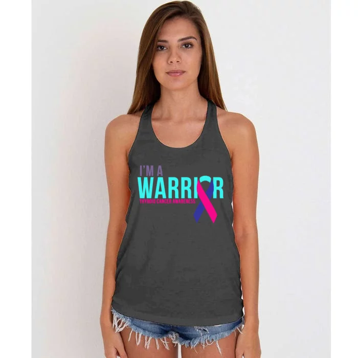 I'm a Warrior Thyroid Cancer Awareness Women's Knotted Racerback Tank