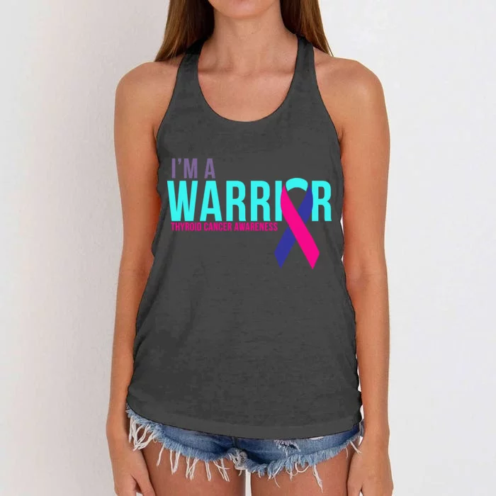 I'm a Warrior Thyroid Cancer Awareness Women's Knotted Racerback Tank