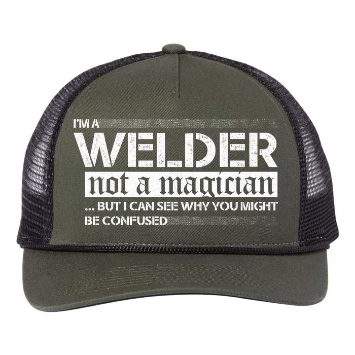 I'm A Welder Not A Magician Retro Rope Trucker Hat Cap