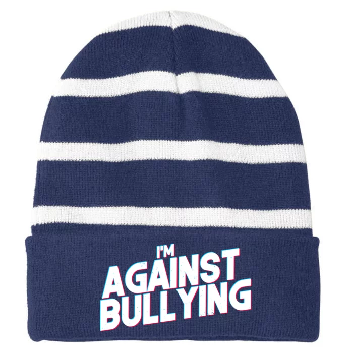 I'm Against Bullying Spirit Day Striped Beanie with Solid Band