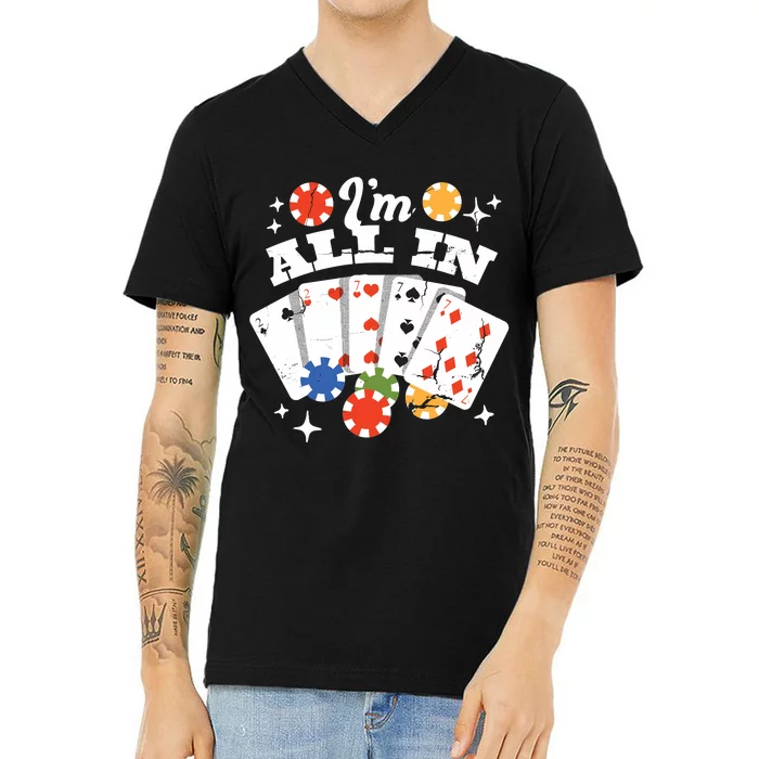 I'm All In Poker Cards V-Neck T-Shirt