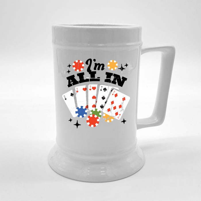 I'm All In Poker Cards Front & Back Beer Stein