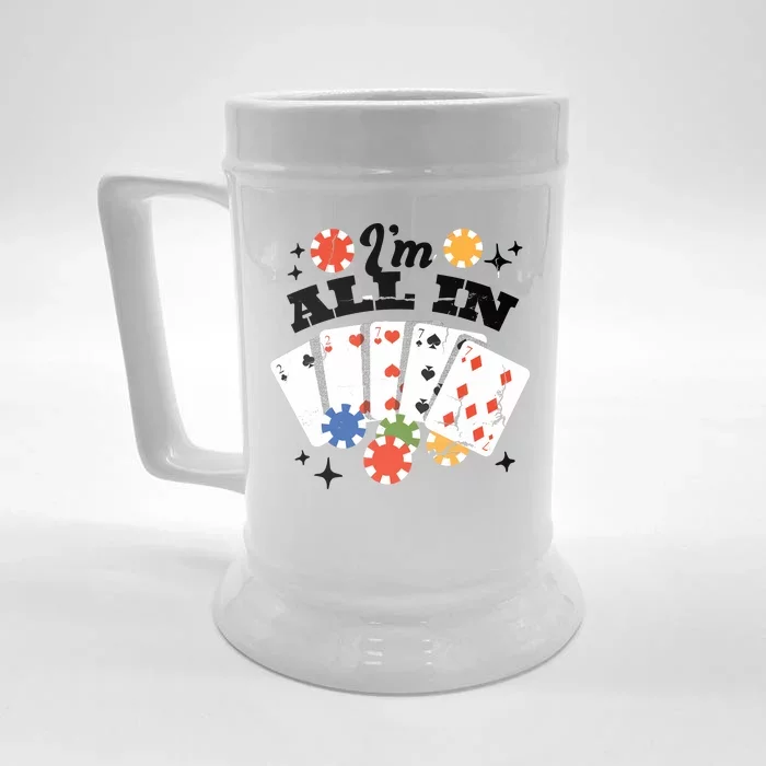 I'm All In Poker Cards Front & Back Beer Stein