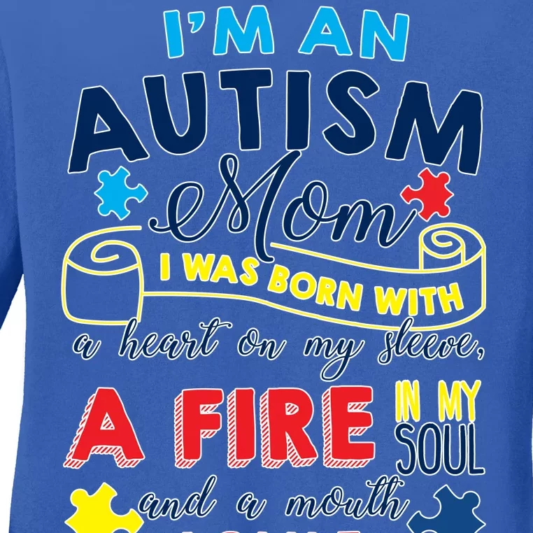 I'm An Autism Mom Ladies Long Sleeve Shirt