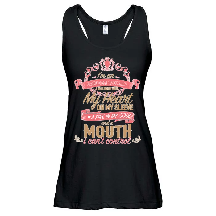 I'm An October Woman Heart Fire Soul Ladies Essential Flowy Tank