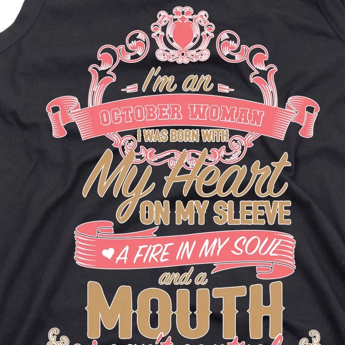 I'm An October Woman Heart Fire Soul Tank Top