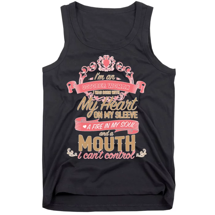 I'm An October Woman Heart Fire Soul Tank Top