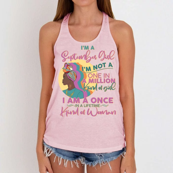 I'm An September Girl A Once In A Lifetime Woman Women's Knotted Racerback Tank