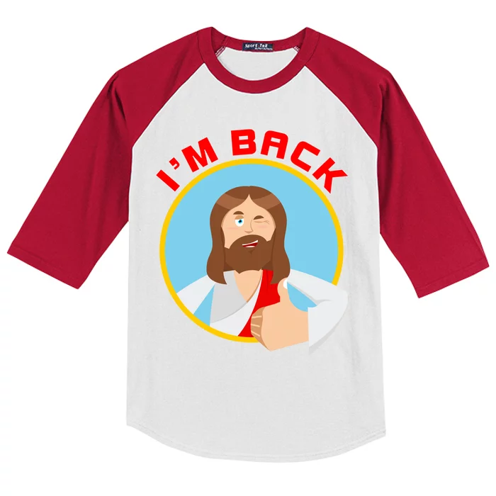 I'm Back Funny Easter Jesus He is Risen Kids Colorblock Raglan Jersey