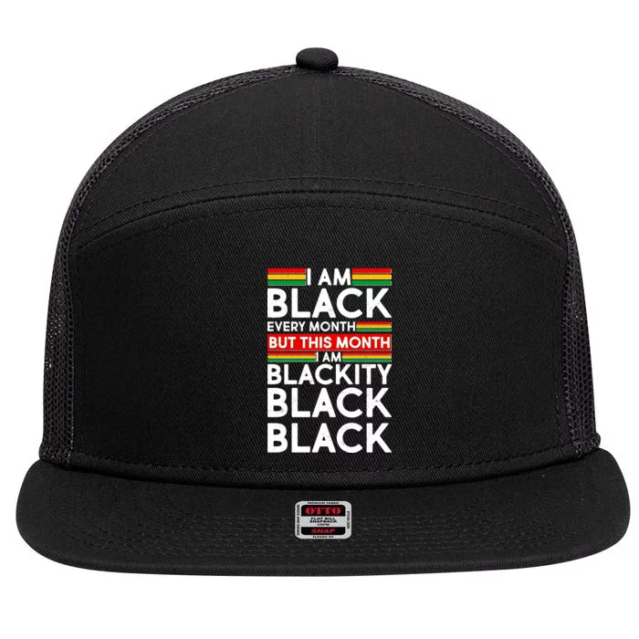 I'm Black Every Month Proud Black American 7 Panel Mesh Trucker Snapback Hat