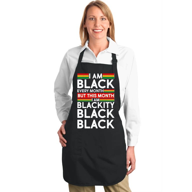 I'm Black Every Month Proud Black American Full-Length Apron With Pockets