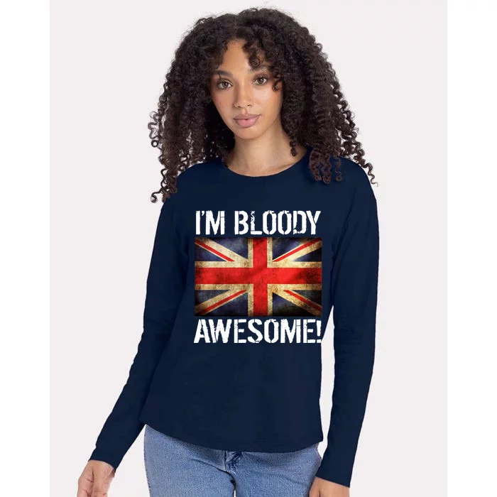 I'm Bloody Awesome British Union Jack Flag Womens Cotton Relaxed Long Sleeve T-Shirt