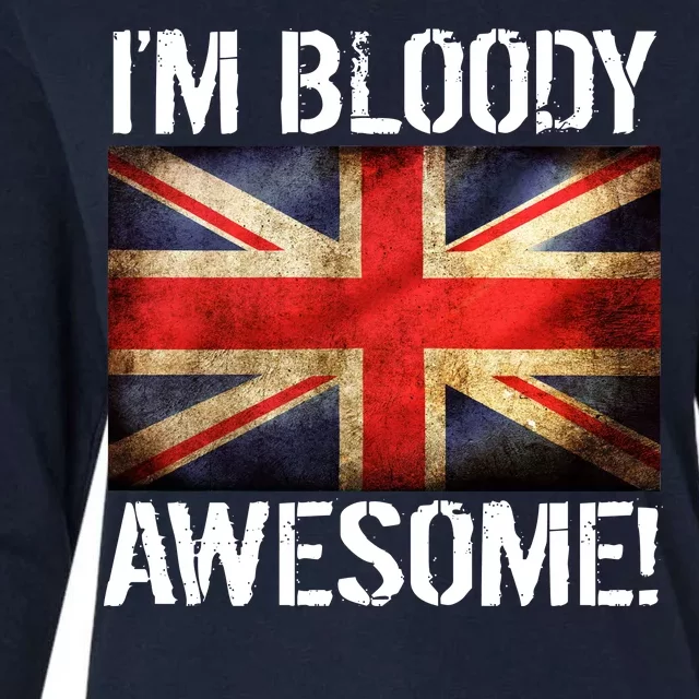 I'm Bloody Awesome British Union Jack Flag Womens Cotton Relaxed Long Sleeve T-Shirt