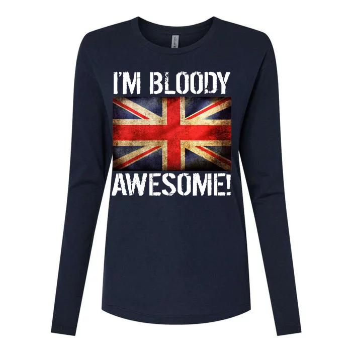 I'm Bloody Awesome British Union Jack Flag Womens Cotton Relaxed Long Sleeve T-Shirt