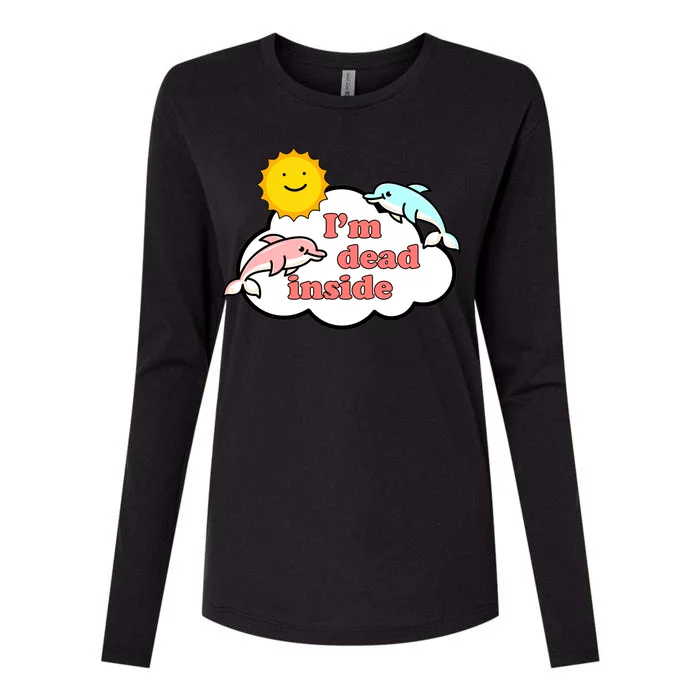 I'm Dead Inside Dolphins Womens Cotton Relaxed Long Sleeve T-Shirt