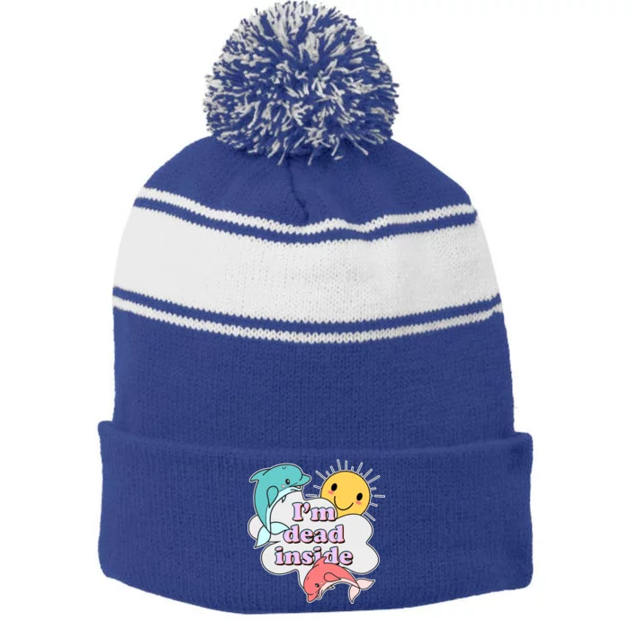 I'm Dead Inside Funny Stripe Pom Pom Beanie