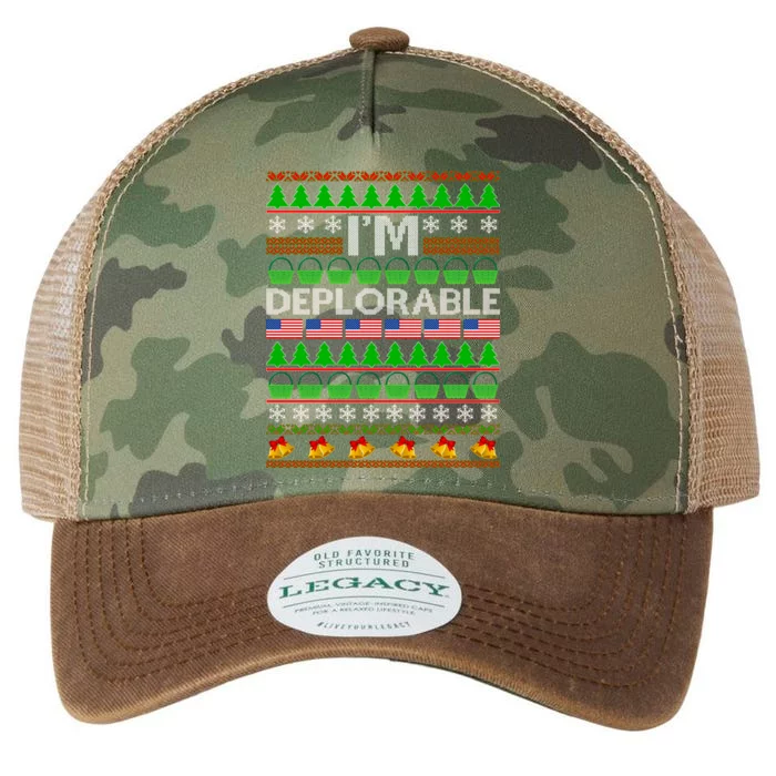 I'm Deplorable Donald Trump Ugly Christmas Sweater Design Legacy Tie Dye Trucker Hat