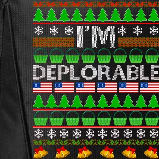 I'm Deplorable Donald Trump Ugly Christmas Sweater Design City Backpack