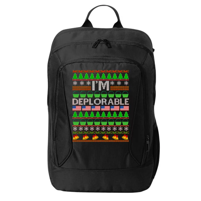 I'm Deplorable Donald Trump Ugly Christmas Sweater Design City Backpack