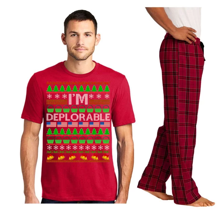 I'm Deplorable Donald Trump Ugly Christmas Sweater Design Pajama Set