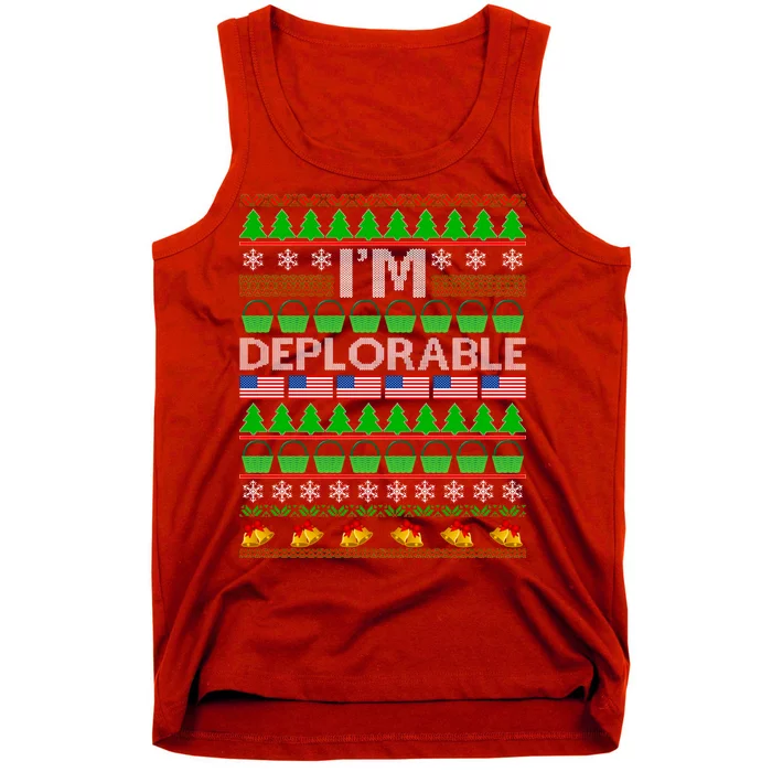 I'm Deplorable Donald Trump Ugly Christmas Sweater Design Tank Top