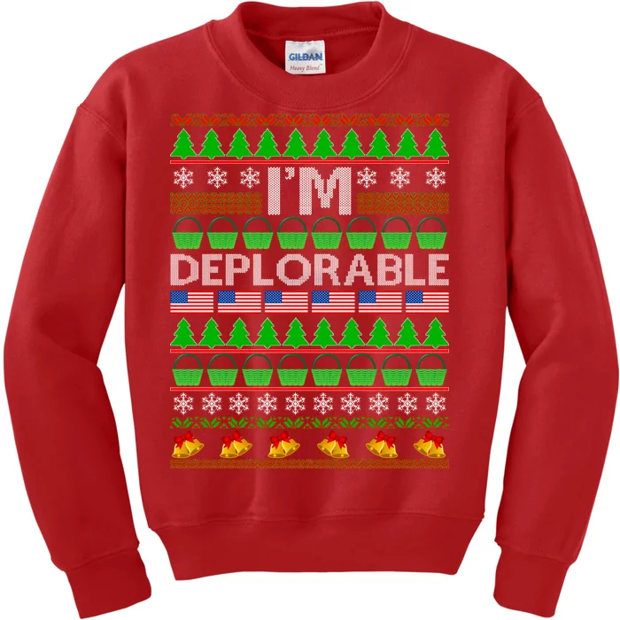 I'm Deplorable Donald Trump Ugly Christmas Sweater Design Kids Sweatshirt